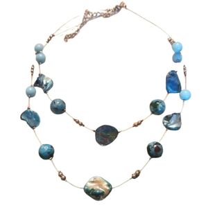 Wire bead turquoise shell necklace vintage